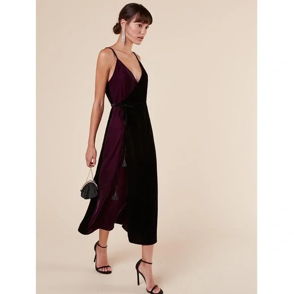 Reformation | Dresses | Reformation Lana Velvet Wrap Dress Xs 
